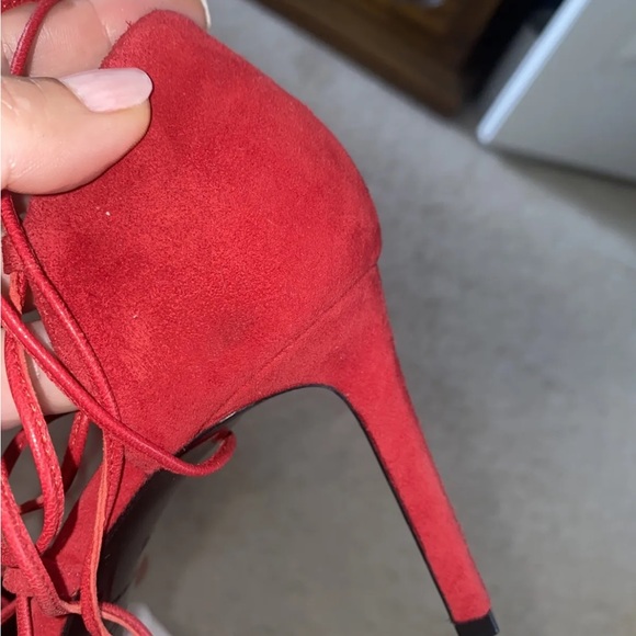 Saint Laurent sandals high heels red suede size 36 - Picture 7 of 10